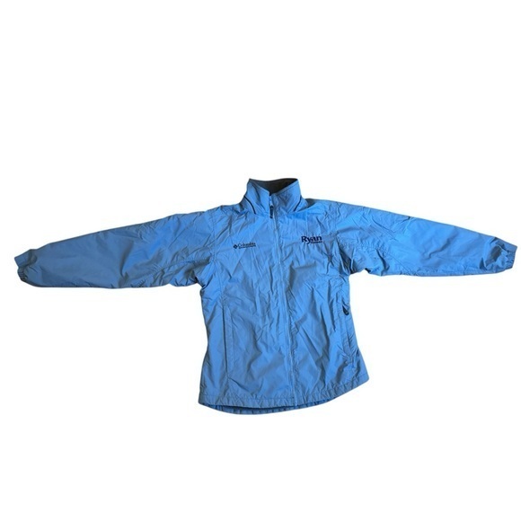 Columbia size small, fleece lined jacket, 3 zip pockets, blue and gray - Picture 1 of 8